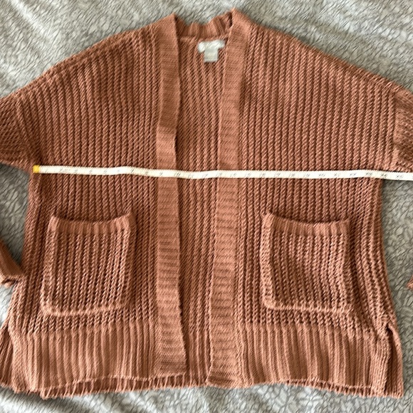 Sky & Sparrow Women’s Open Front Sweater Size Small Brown 2 Pockets - Picture 2 of 6